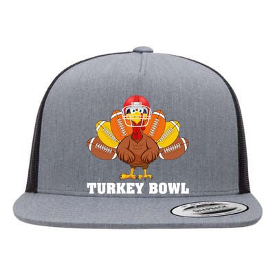 Funny Turkey American Football Bowl Thanksgiving Flat Bill Trucker Hat