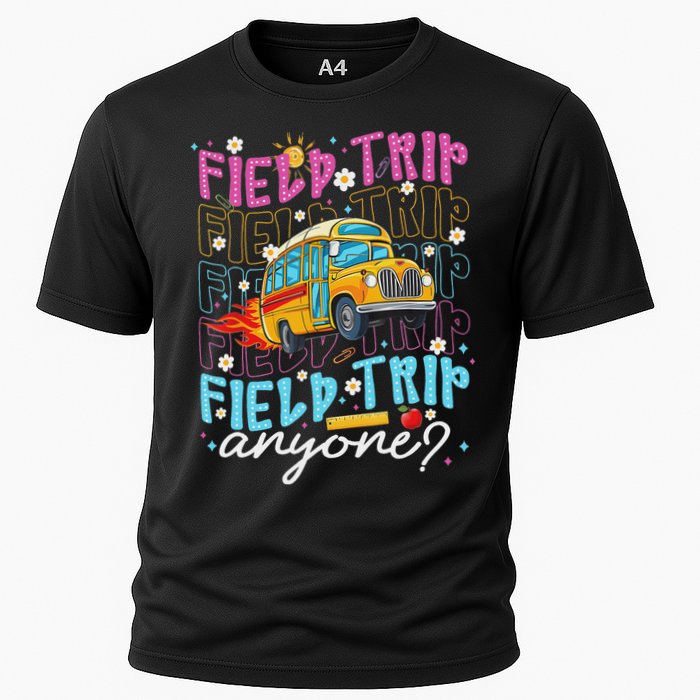 Field Trip Anyone School Bus Field Day Teacher Student Cooling Performance Crew T-Shirt