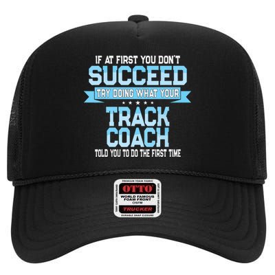 Fun Track And Field Coach Gift Funny Track Saying High Crown Mesh Back Trucker Hat