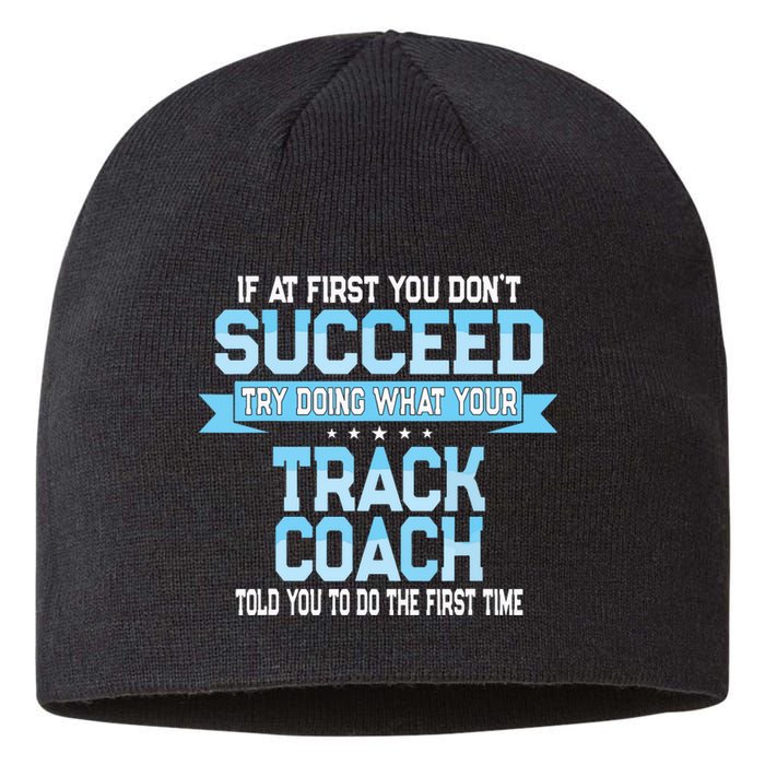 Fun Track And Field Coach Gift Funny Track Saying Sustainable Beanie