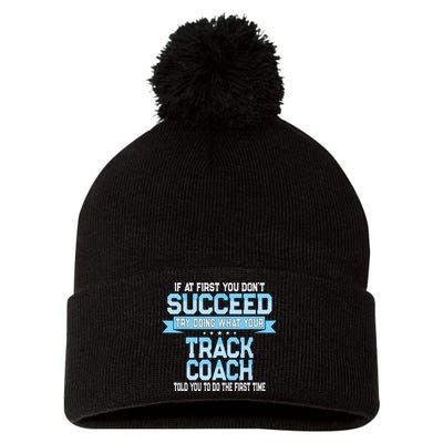 Fun Track And Field Coach Gift Funny Track Saying Pom Pom 12in Knit Beanie