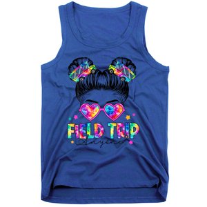 Field Trip Anyone Field Day Student Teacher Messy Bun Gift Tank Top