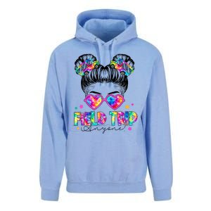 Field Trip Anyone Field Day Student Teacher Messy Bun Gift Unisex Surf Hoodie