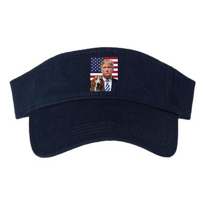 Funny Trump And Basset Hound Dog Usa Flag Election 2024 Vote Valucap Bio-Washed Visor