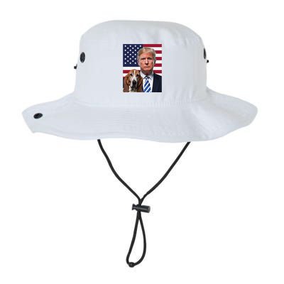 Funny Trump And Basset Hound Dog Usa Flag Election 2024 Vote Legacy Cool Fit Booney Bucket Hat