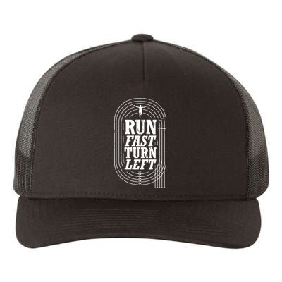 Funny Track And Field Design Run Fast Turn Left Yupoong Adult 5-Panel Trucker Hat