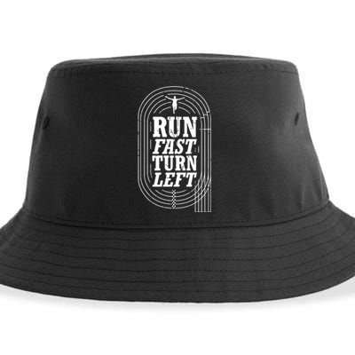 Funny Track And Field Design Run Fast Turn Left Sustainable Bucket Hat