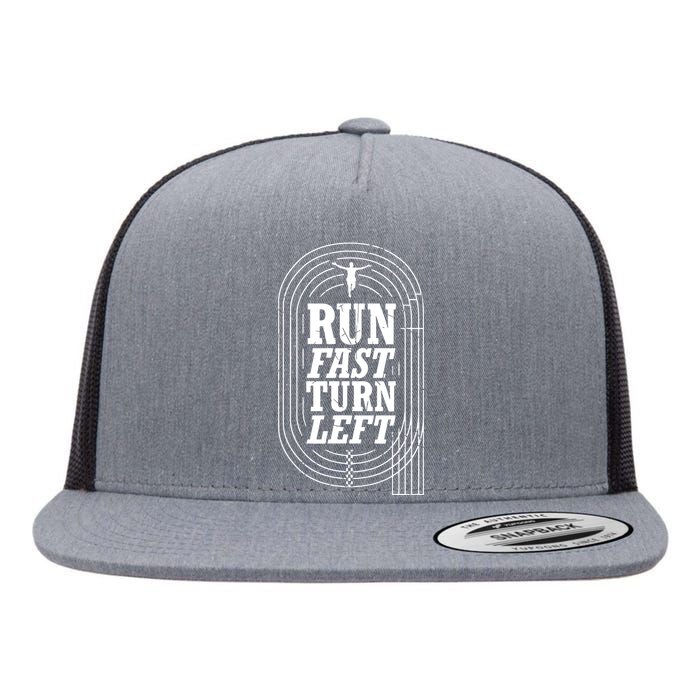 Funny Track And Field Design Run Fast Turn Left Flat Bill Trucker Hat