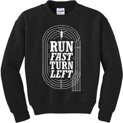 Funny Track And Field Design Run Fast Turn Left Kids Sweatshirt