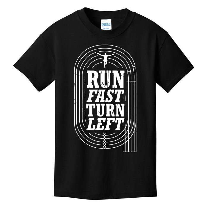 Funny Track And Field Design Run Fast Turn Left Kids T-Shirt