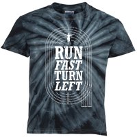 Funny Track And Field Design Run Fast Turn Left Kids Tie-Dye T-Shirt