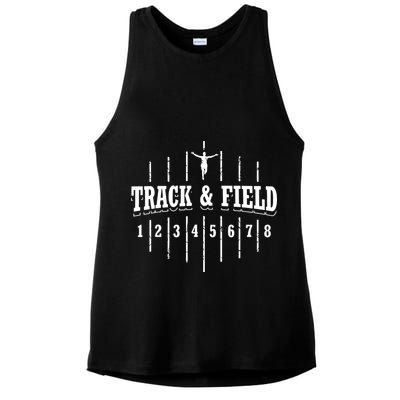 Funny Track And Field Design Runner Numbers Ladies PosiCharge Tri-Blend Wicking Tank