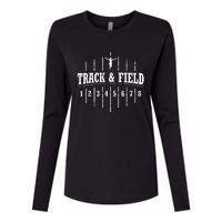 Funny Track And Field Design Runner Numbers Womens Cotton Relaxed Long Sleeve T-Shirt