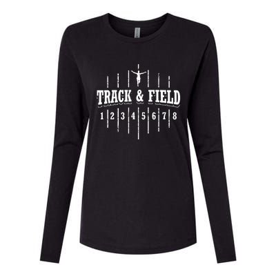 Funny Track And Field Design Runner Numbers Womens Cotton Relaxed Long Sleeve T-Shirt