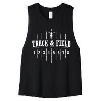 Funny Track And Field Design Runner Numbers Women's Racerback Cropped Tank