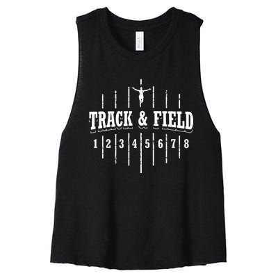 Funny Track And Field Design Runner Numbers Women's Racerback Cropped Tank