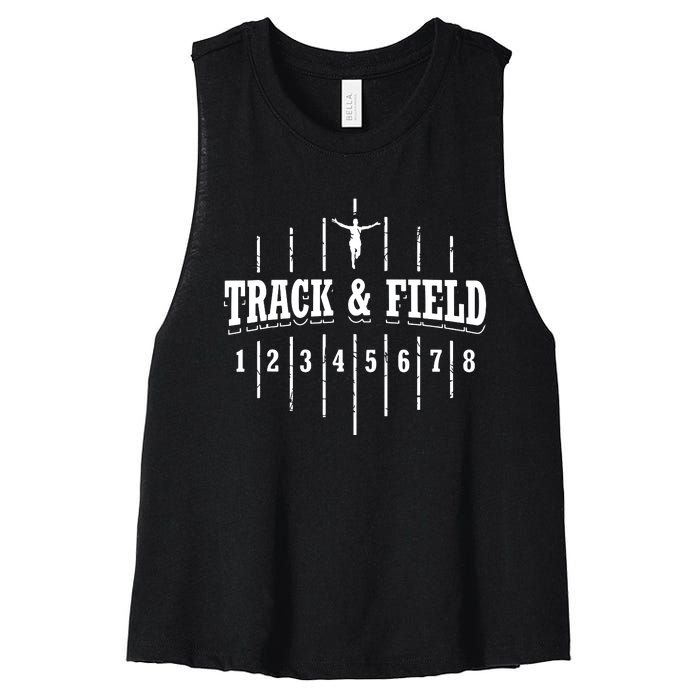 Funny Track And Field Design Runner Numbers Women's Racerback Cropped Tank