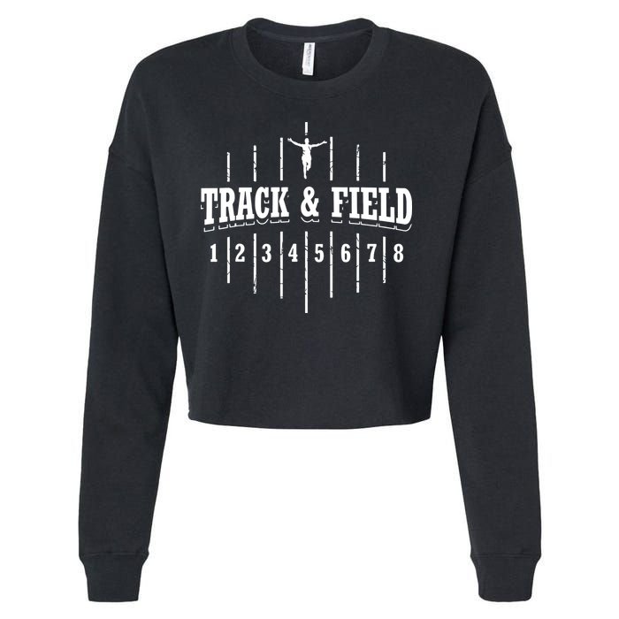 Funny Track And Field Design Runner Numbers Cropped Pullover Crew