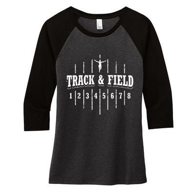 Funny Track And Field Design Runner Numbers Women's Tri-Blend 3/4-Sleeve Raglan Shirt