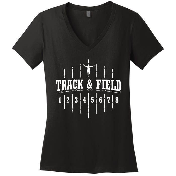 Funny Track And Field Design Runner Numbers Women's V-Neck T-Shirt