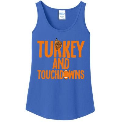 Football Turkey And Touchdowns Thanksgiving Gift Ladies Essential Tank