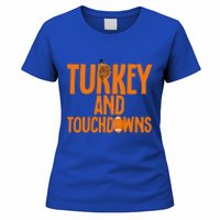 Football Turkey And Touchdowns Thanksgiving Gift Women's T-Shirt