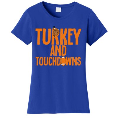 Football Turkey And Touchdowns Thanksgiving Gift Women's T-Shirt