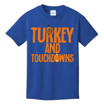 Football Turkey And Touchdowns Thanksgiving Gift Kids T-Shirt