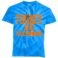 Football Turkey And Touchdowns Thanksgiving Gift Kids Tie-Dye T-Shirt