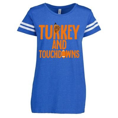 Football Turkey And Touchdowns Thanksgiving Gift Enza Ladies Jersey Football T-Shirt