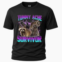 Funny Tummy Ache Survivor Raccoon Cooling Performance Crew T-Shirt