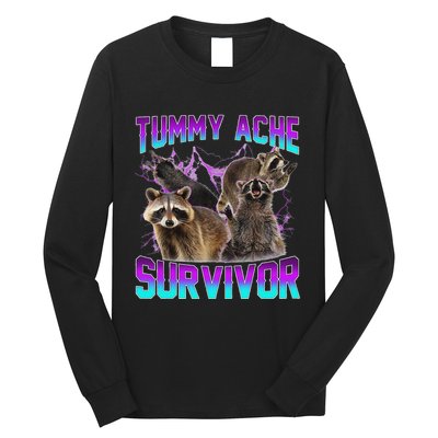 Funny Tummy Ache Survivor Raccoon Long Sleeve Shirt