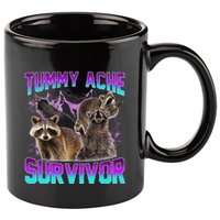Funny Tummy Ache Survivor Raccoon 11oz C Handle Ceramic Mug