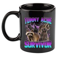 Funny Tummy Ache Survivor Raccoon 11oz C Handle Ceramic Mug
