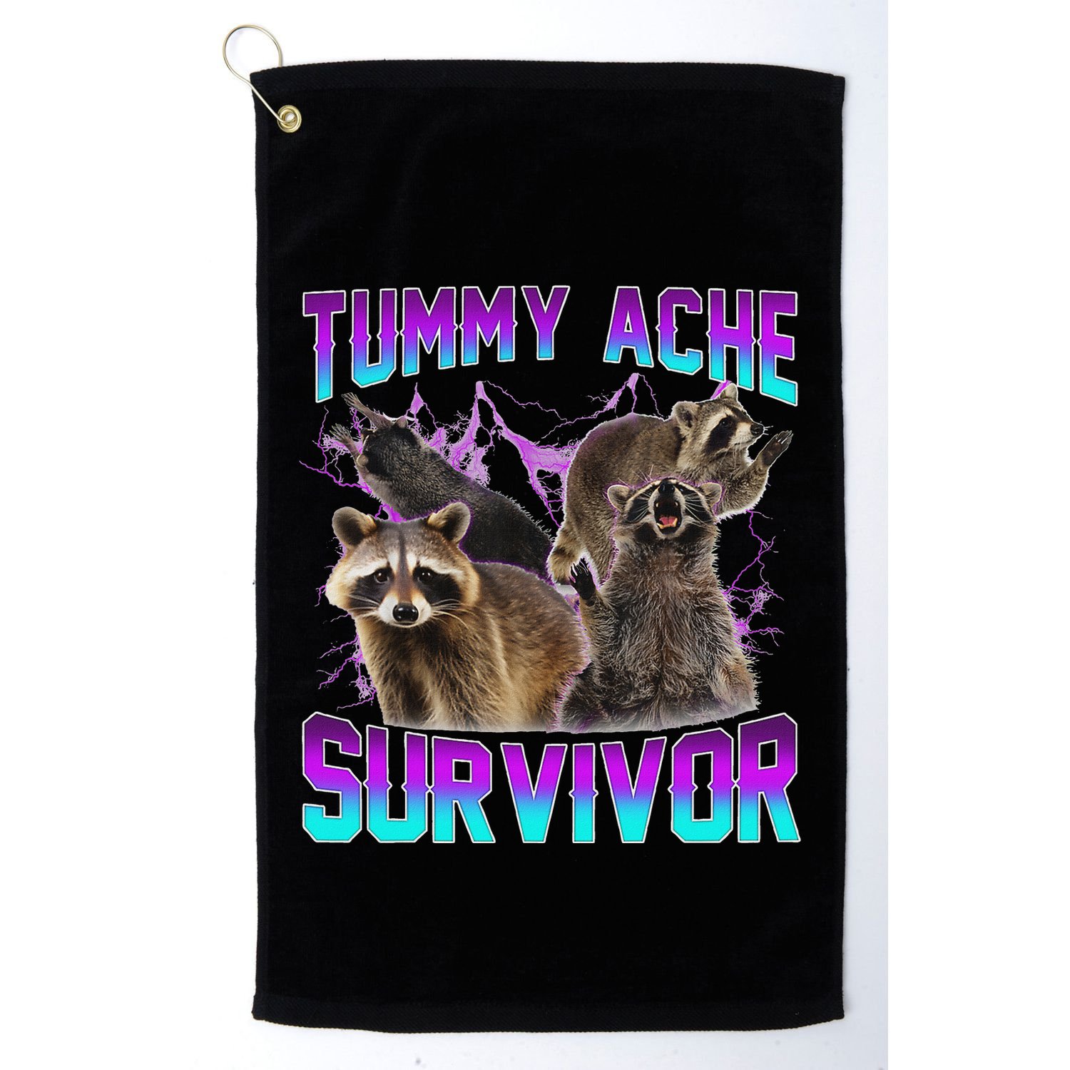Funny Tummy Ache Survivor Raccoon Golf Towel