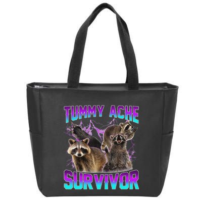 Funny Tummy Ache Survivor Raccoon Zip Tote Bag