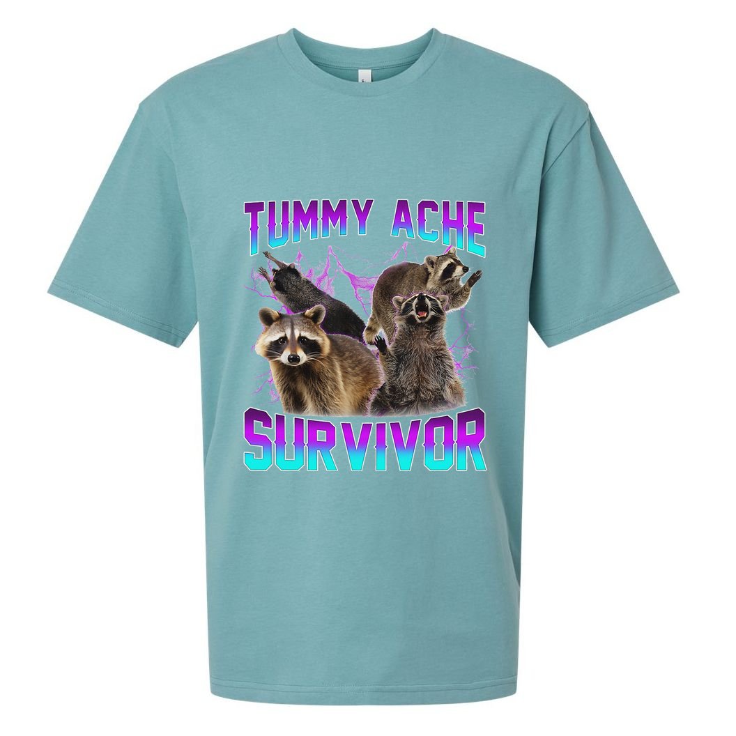 Funny Tummy Ache Survivor Raccoon Sueded Cloud Jersey T-Shirt