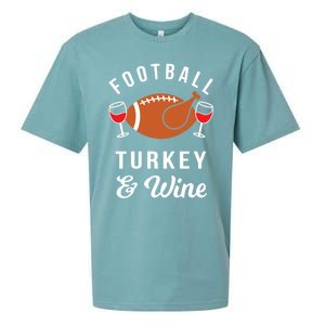 Football Turkey And Wine Funny Thanksgiving Ing Gift Sueded Cloud Jersey T-Shirt