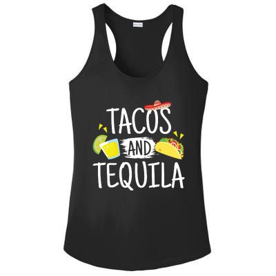 Funny Tacos And Tequila Mexican Sombrero Gift Ladies PosiCharge Competitor Racerback Tank