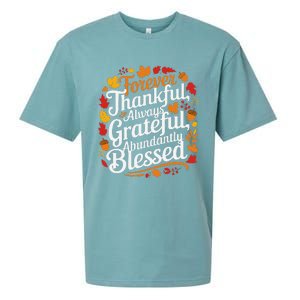 Forever Thankful Always Gratefulblessed Thanksgiving Sueded Cloud Jersey T-Shirt