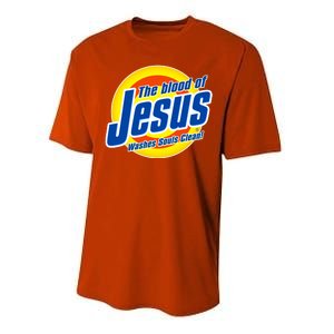 Funny The Blood Of Jesus Washes Souls Clean Detergent Performance Sprint T-Shirt