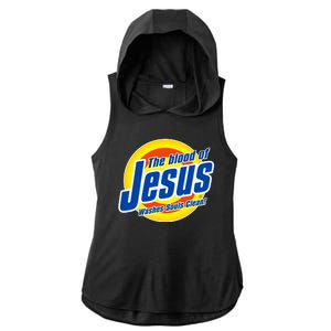 Funny The Blood Of Jesus Washes Souls Clean Detergent Ladies PosiCharge Tri-Blend Wicking Draft Hoodie Tank