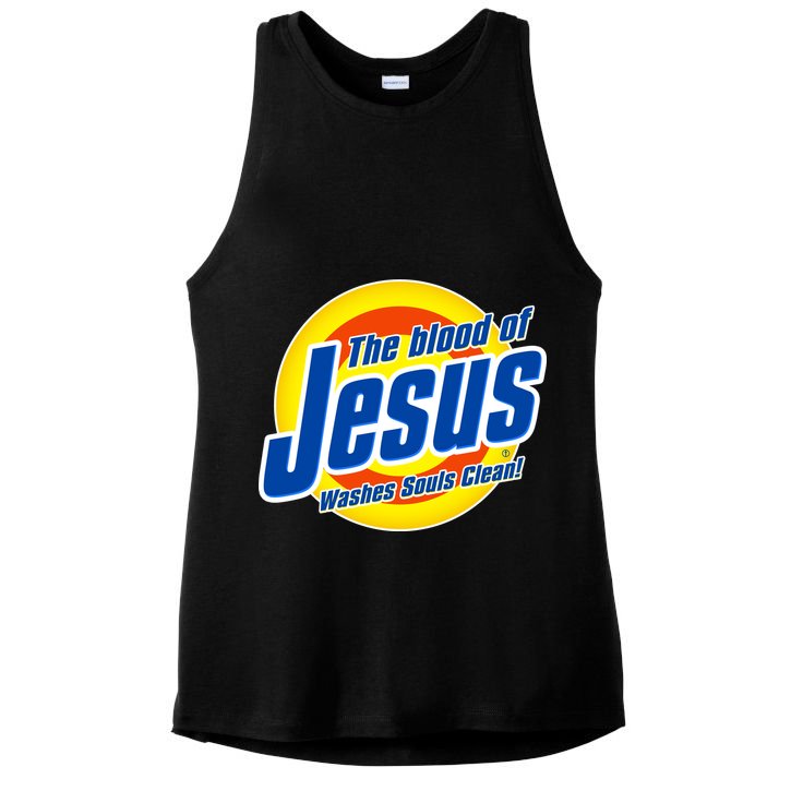 Funny The Blood Of Jesus Washes Souls Clean Detergent Ladies PosiCharge Tri-Blend Wicking Tank