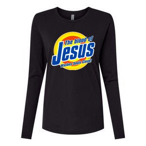 Funny The Blood Of Jesus Washes Souls Clean Detergent Womens Cotton Relaxed Long Sleeve T-Shirt