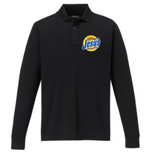 Funny The Blood Of Jesus Washes Souls Clean Detergent Performance Long Sleeve Polo