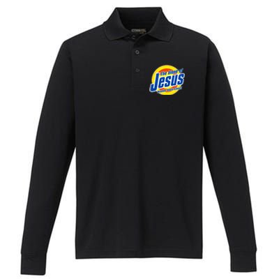 Funny The Blood Of Jesus Washes Souls Clean Detergent Performance Long Sleeve Polo