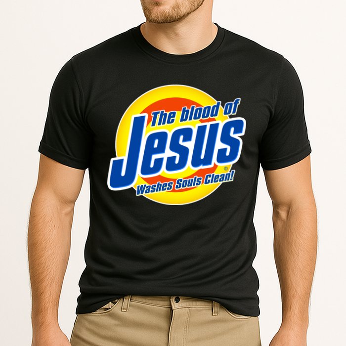 Funny The Blood Of Jesus Washes Souls Clean Detergent Cooling Performance Crew T-Shirt