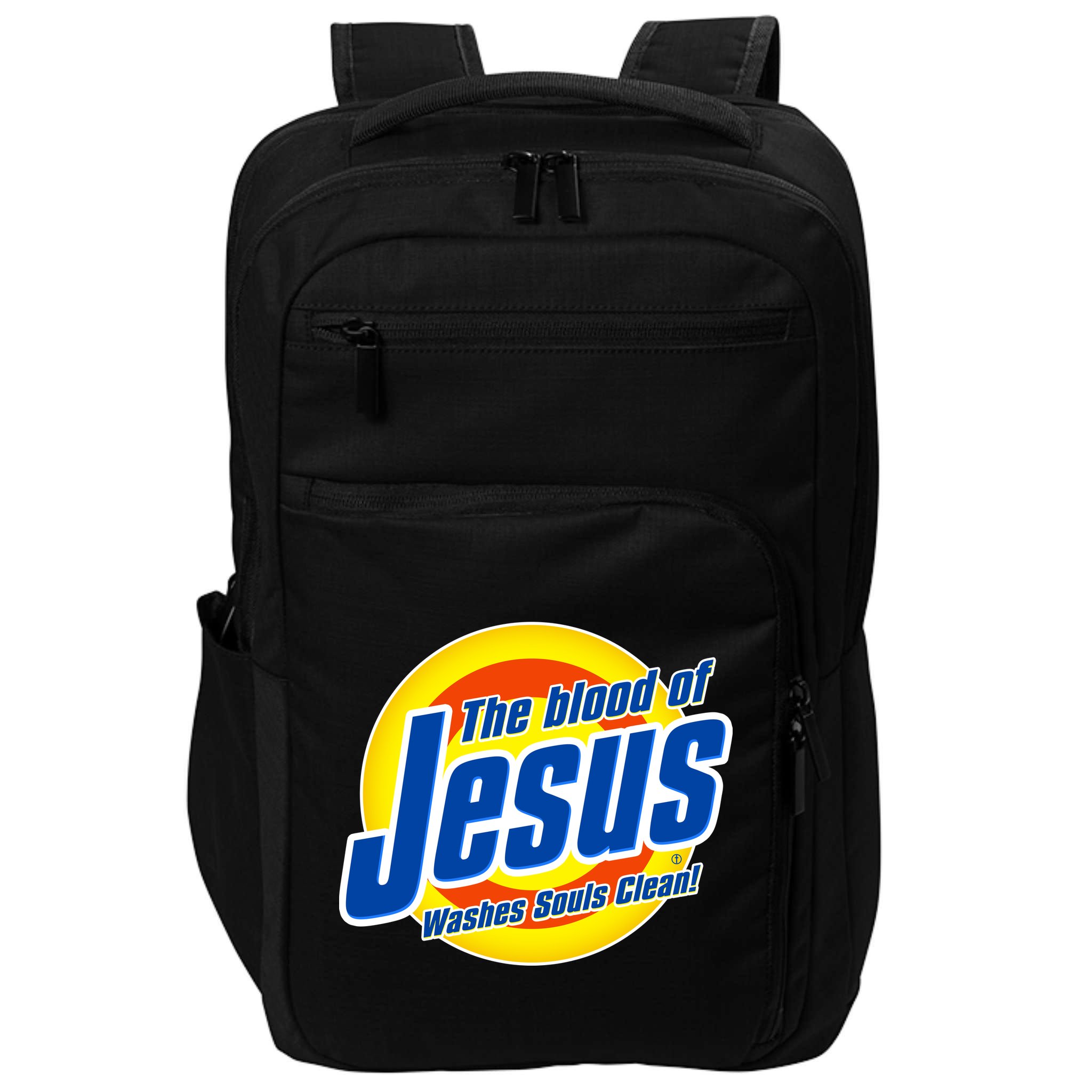 Funny The Blood Of Jesus Washes Souls Clean Detergent Impact Tech Backpack