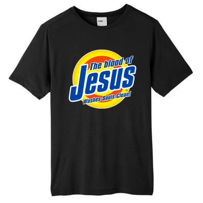 Funny The Blood Of Jesus Washes Souls Clean Detergent Tall Fusion ChromaSoft Performance T-Shirt