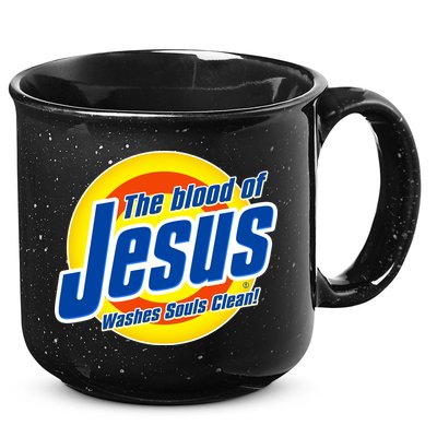 Funny The Blood Of Jesus Washes Souls Clean Detergent 15oz Campfire Ceramic Mug